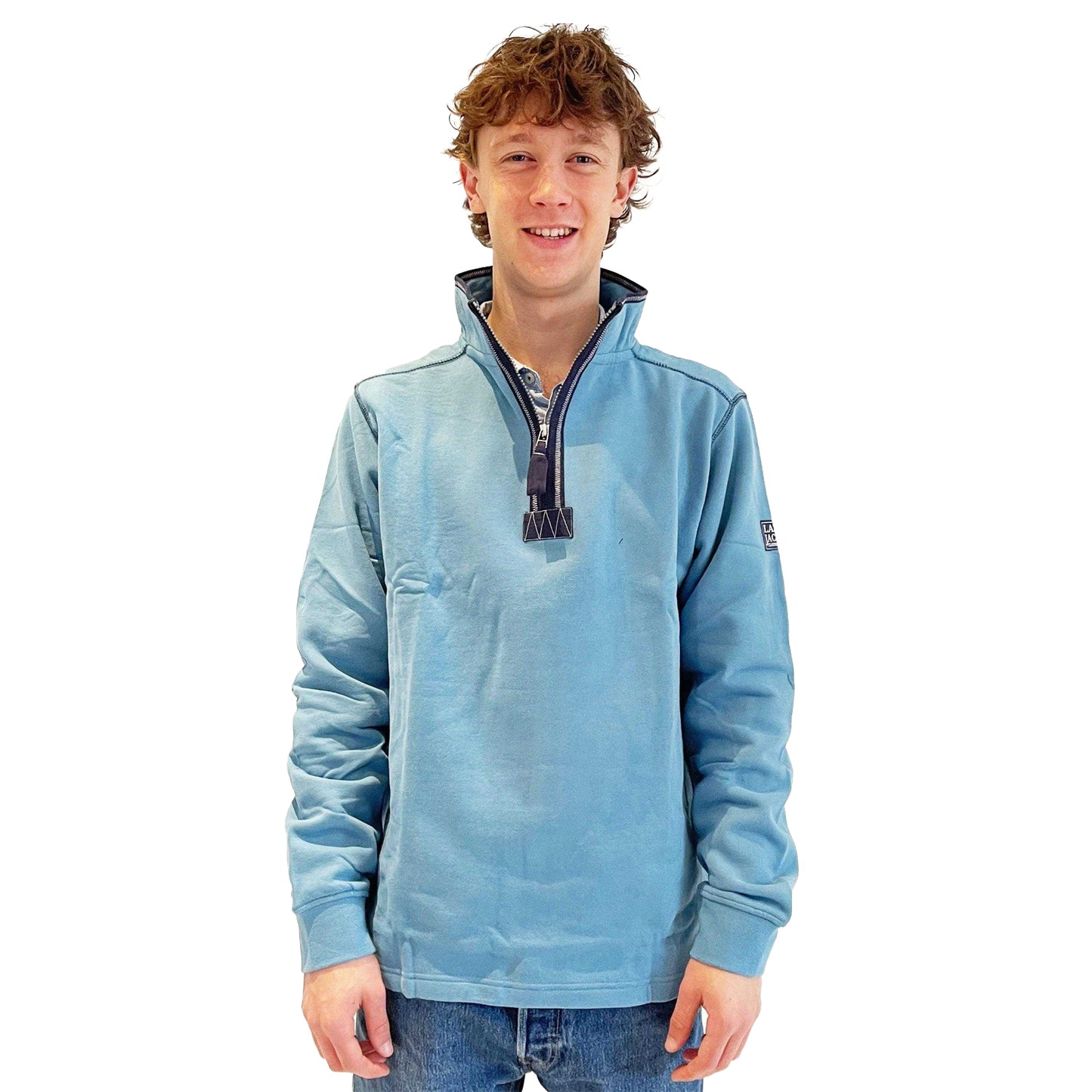 Ocean Blue - Front - Lazy Jacks Mens Quarter Zip Sweatshirt
