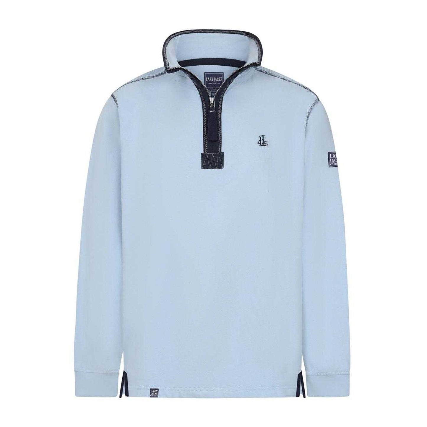 Sky - Front - Lazy Jacks Mens Quarter Zip Sweatshirt