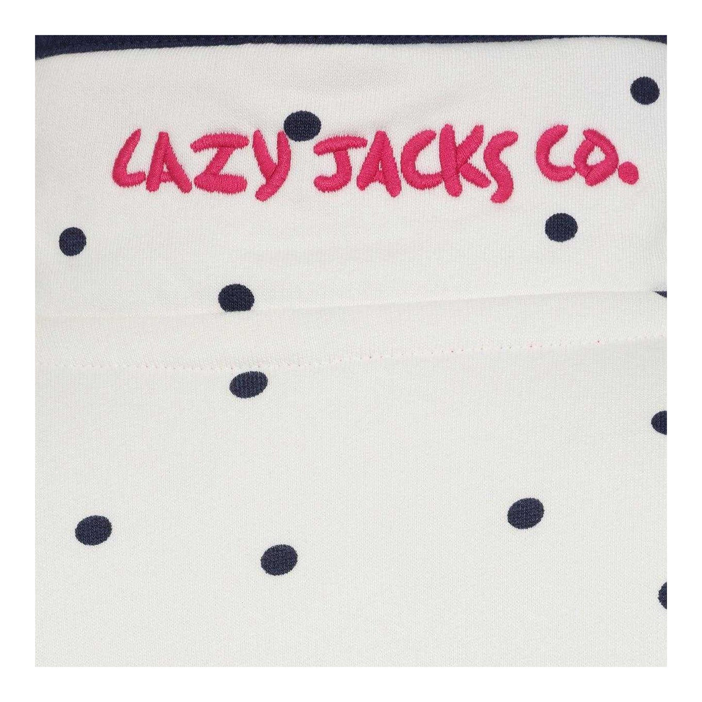 Chalk - Side - Lazy Jacks Womens-Ladies Polka Dot Button Neck Sweatshirt