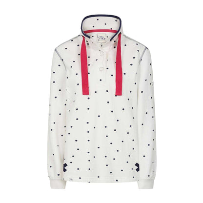 Chalk - Front - Lazy Jacks Womens-Ladies Polka Dot Button Neck Sweatshirt