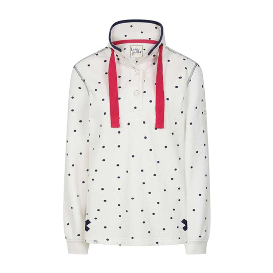 Chalk - Front - Lazy Jacks Womens-Ladies Polka Dot Button Neck Sweatshirt