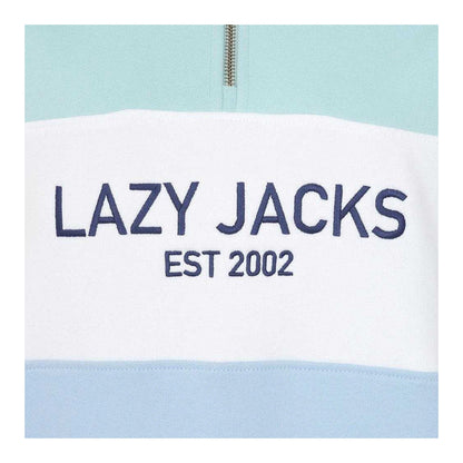 Sky-Mint - Side - Lazy Jacks Womens-Ladies Quarter Zip Sweatshirt