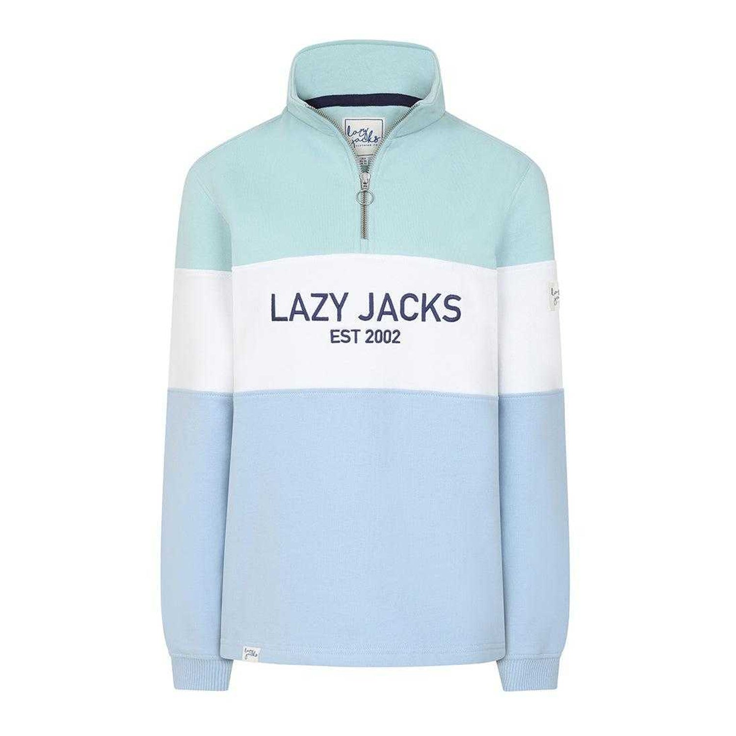 Sky-Mint - Front - Lazy Jacks Womens-Ladies Quarter Zip Sweatshirt
