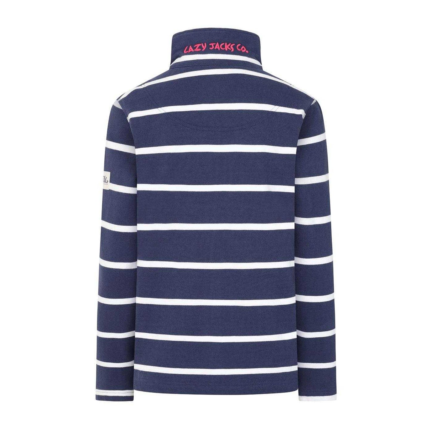 White - Back - Lazy Jacks Womens-Ladies Striped Full Zip Sweatshirt