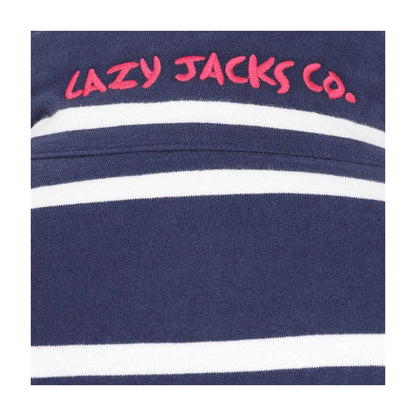 White - Side - Lazy Jacks Womens-Ladies Striped Full Zip Sweatshirt