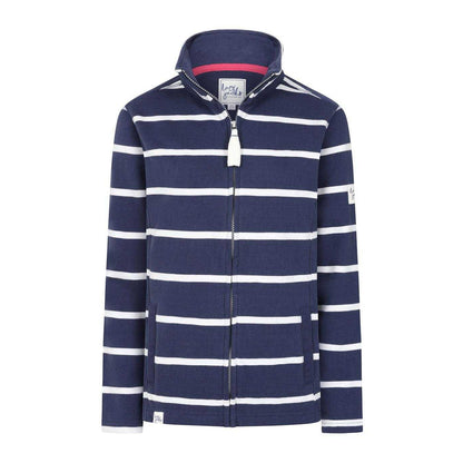 White - Front - Lazy Jacks Womens-Ladies Striped Full Zip Sweatshirt