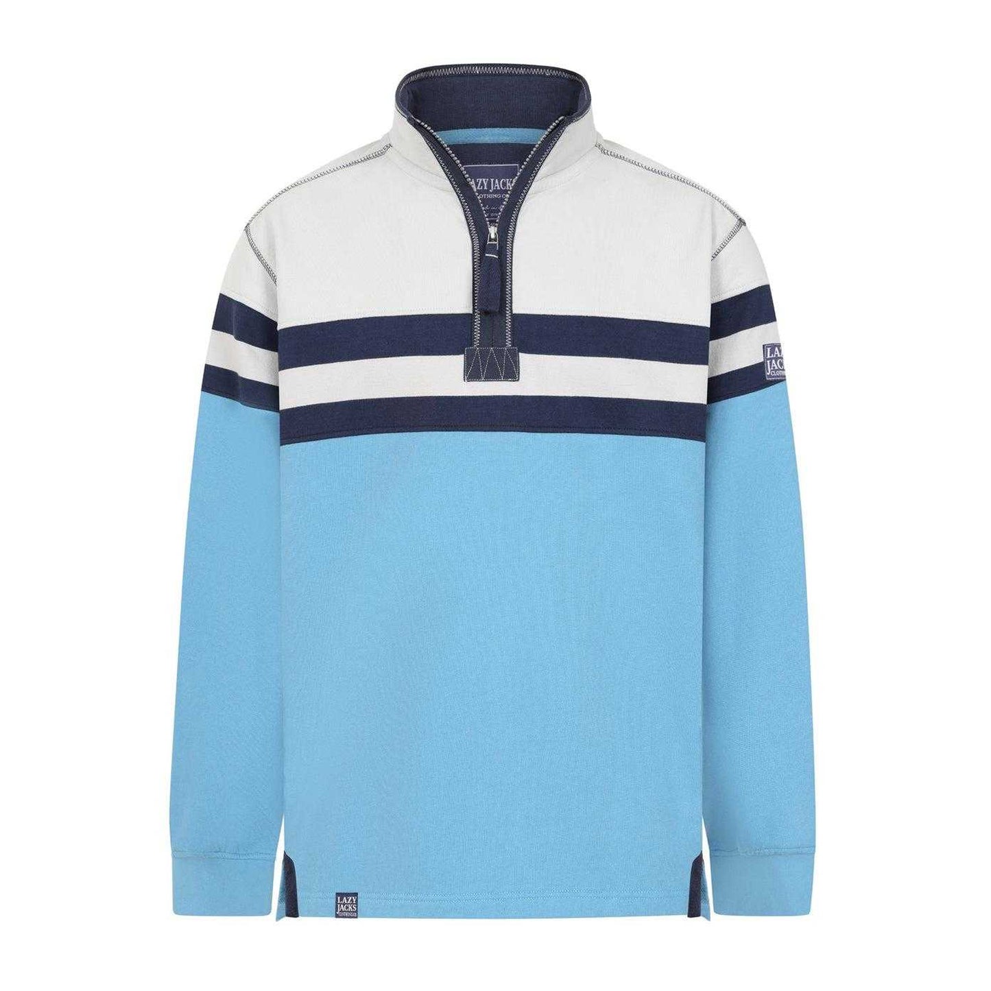 Ocean Blue - Front - Lazy Jacks Mens Quarter Zip Sweatshirt