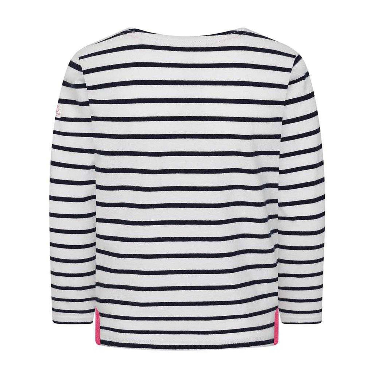 Chalk - Back - Lazy Jacks Girls Breton Contrast Striped Long-Sleeved Top
