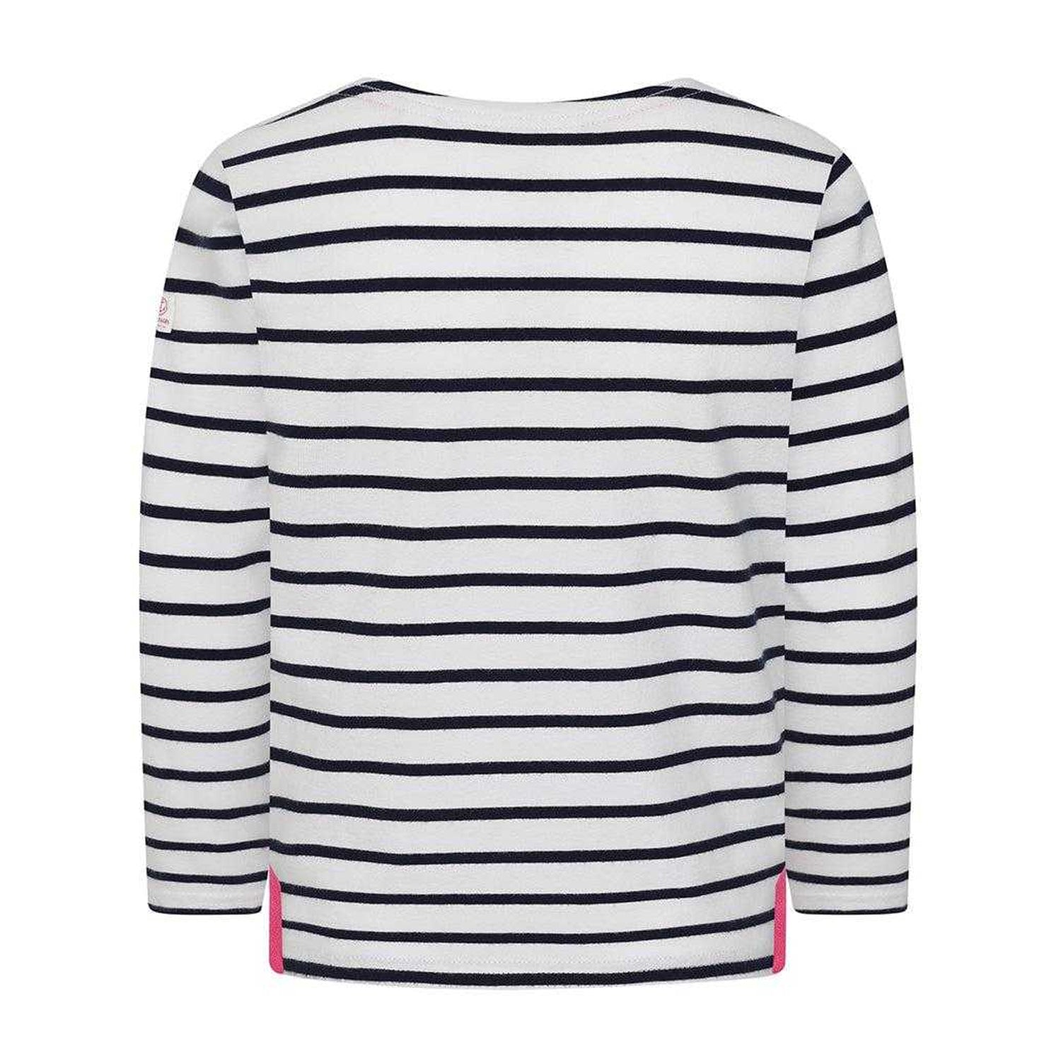 Chalk - Back - Lazy Jacks Girls Breton Contrast Striped Long-Sleeved Top
