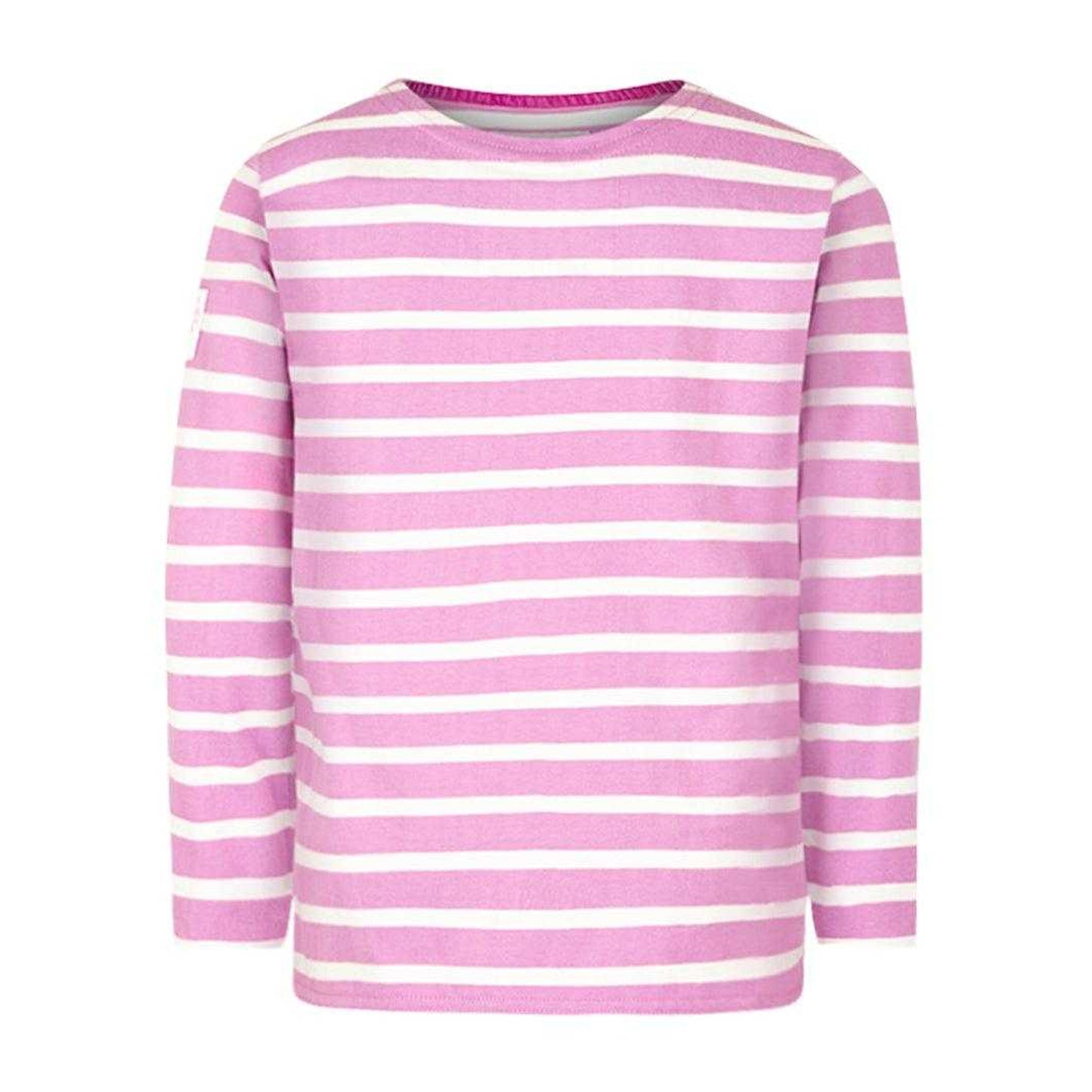 Fusion Pink - Front - Lazy Jacks Girls Breton Contrast Striped Long-Sleeved Top