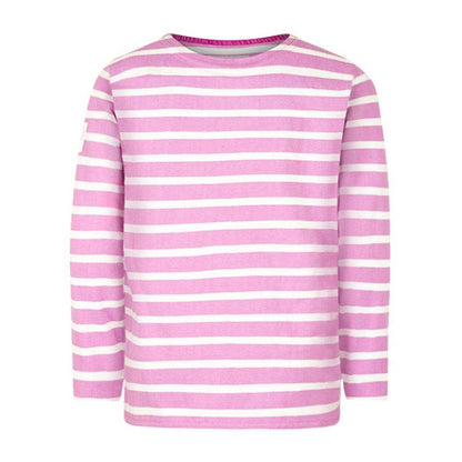 Fusion Pink - Front - Lazy Jacks Girls Breton Contrast Striped Long-Sleeved Top