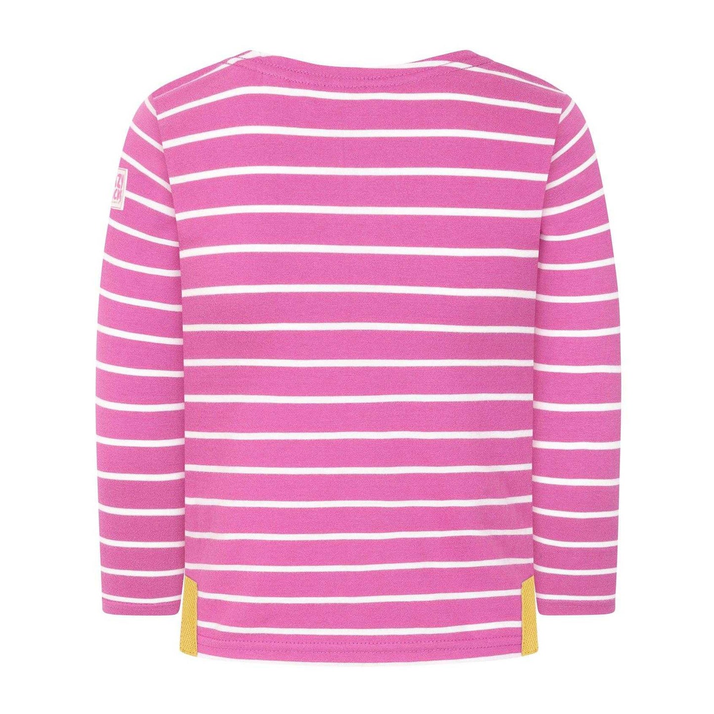 Raspberry - Back - Lazy Jacks Girls Breton Contrast Striped Long-Sleeved Top