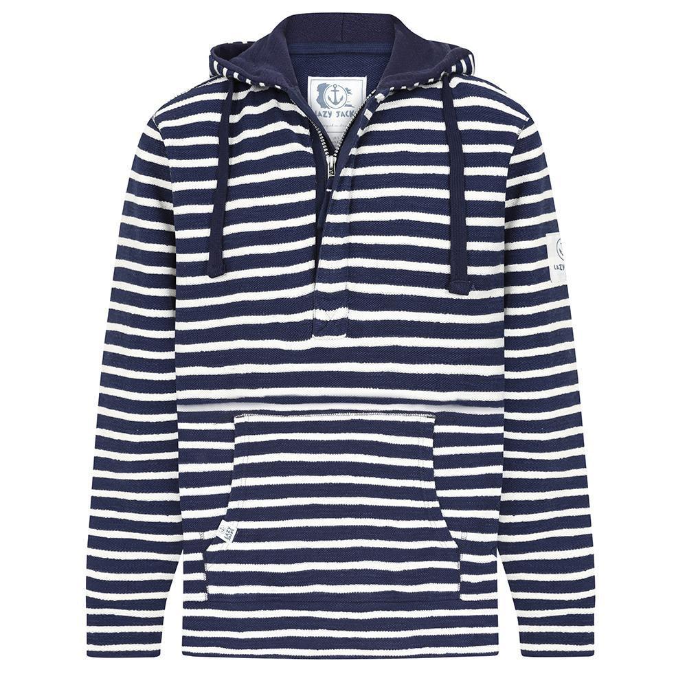 Marine - Front - Lazy Jacks Mens Textured Hoodie