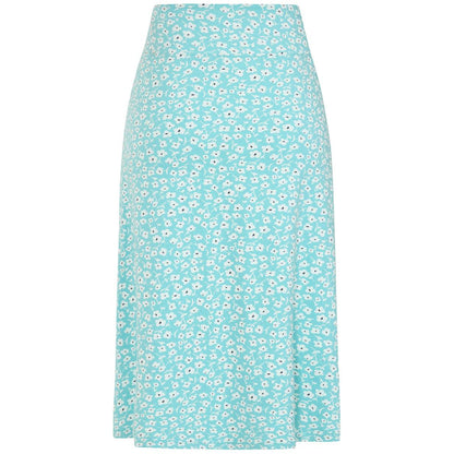 Blue-White - Back - Lazy Jacks Womens-Ladies Buttercups Jersey Midi Skirt