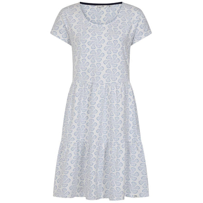 White-Blue - Front - Lazy Jacks Womens-Ladies Swirl Midi Dress
