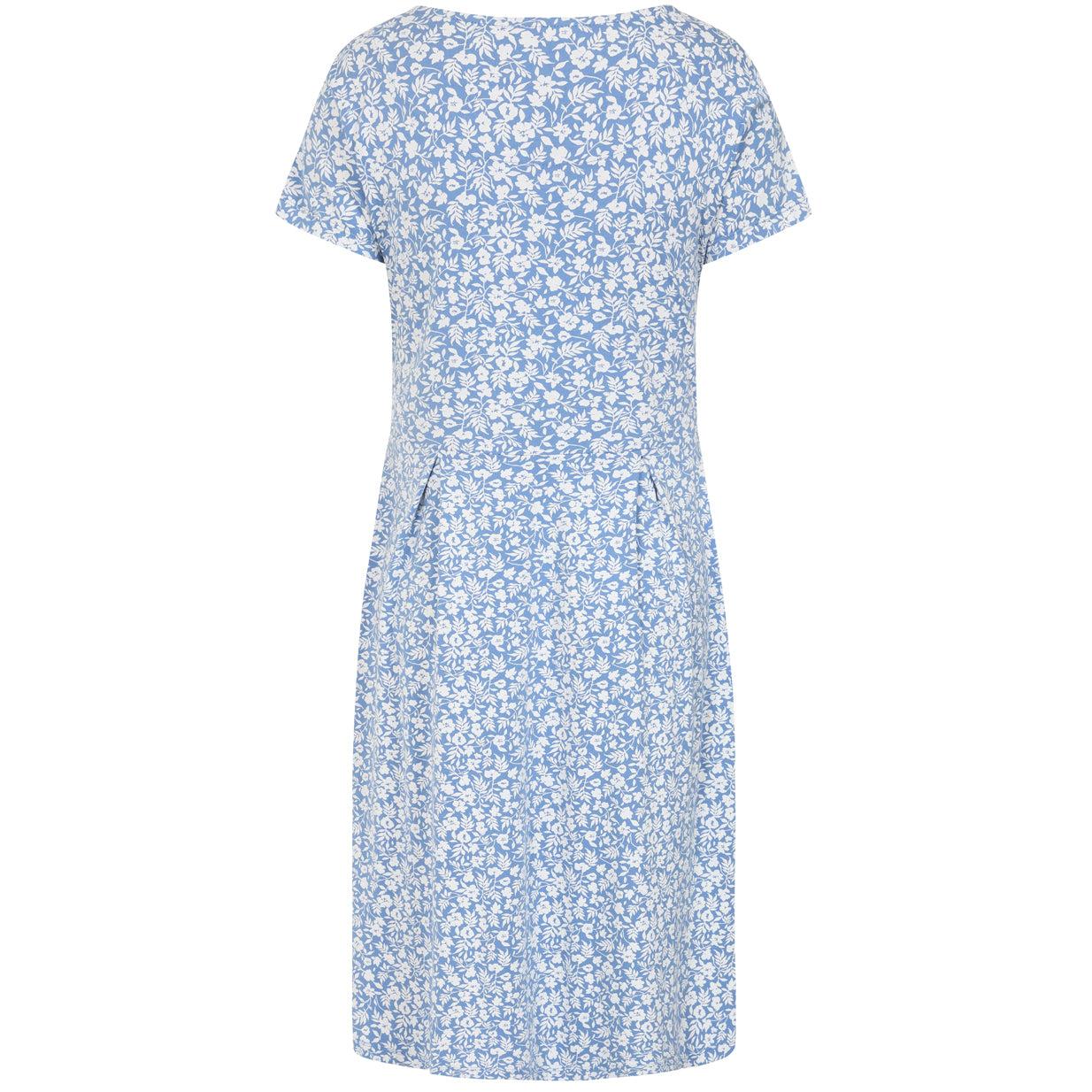 Blue-White - Back - Lazy Jacks Womens-Ladies Floral Midi Dress