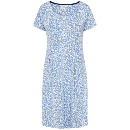 Blue-White - Front - Lazy Jacks Womens-Ladies Floral Midi Dress