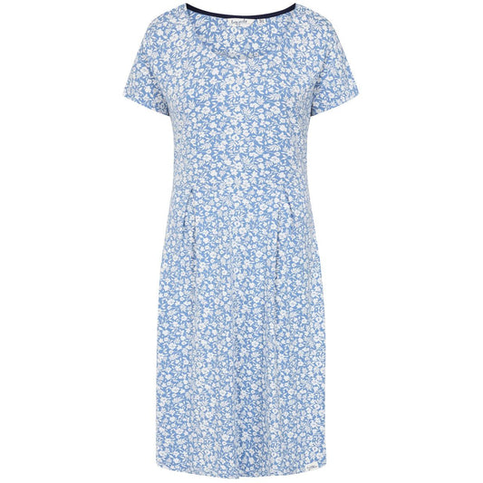 Blue-White - Front - Lazy Jacks Womens-Ladies Floral Midi Dress