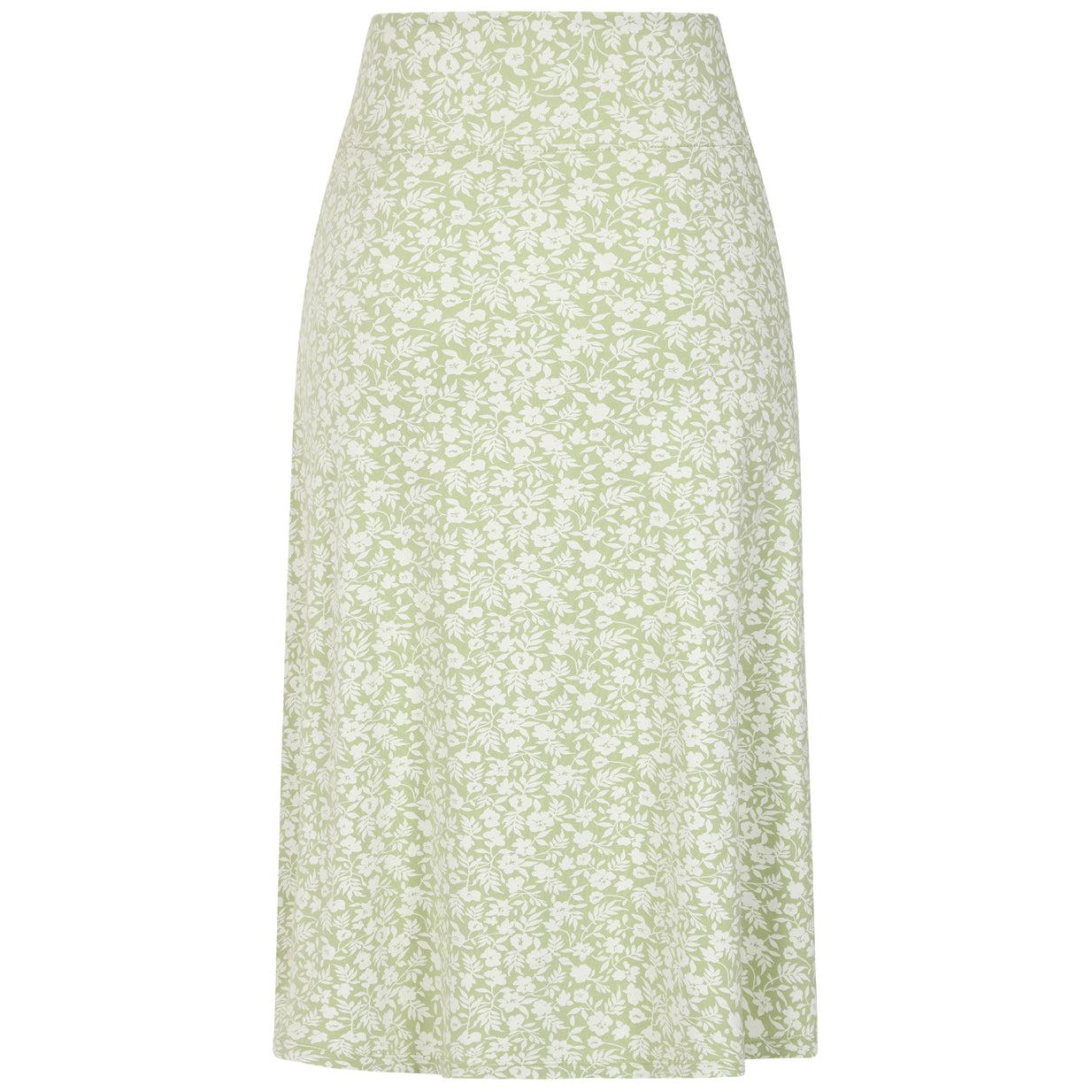 Grass Green - Back - Lazy Jacks Womens-Ladies Floral Jersey Skirt
