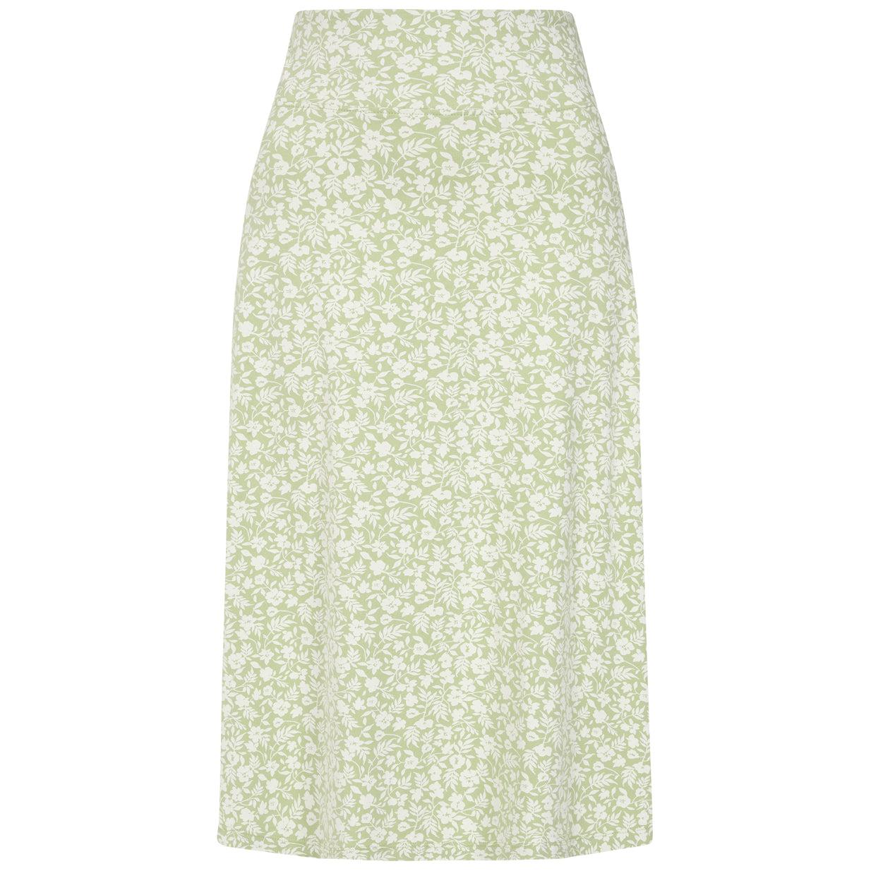 Grass Green - Front - Lazy Jacks Womens-Ladies Floral Jersey Skirt