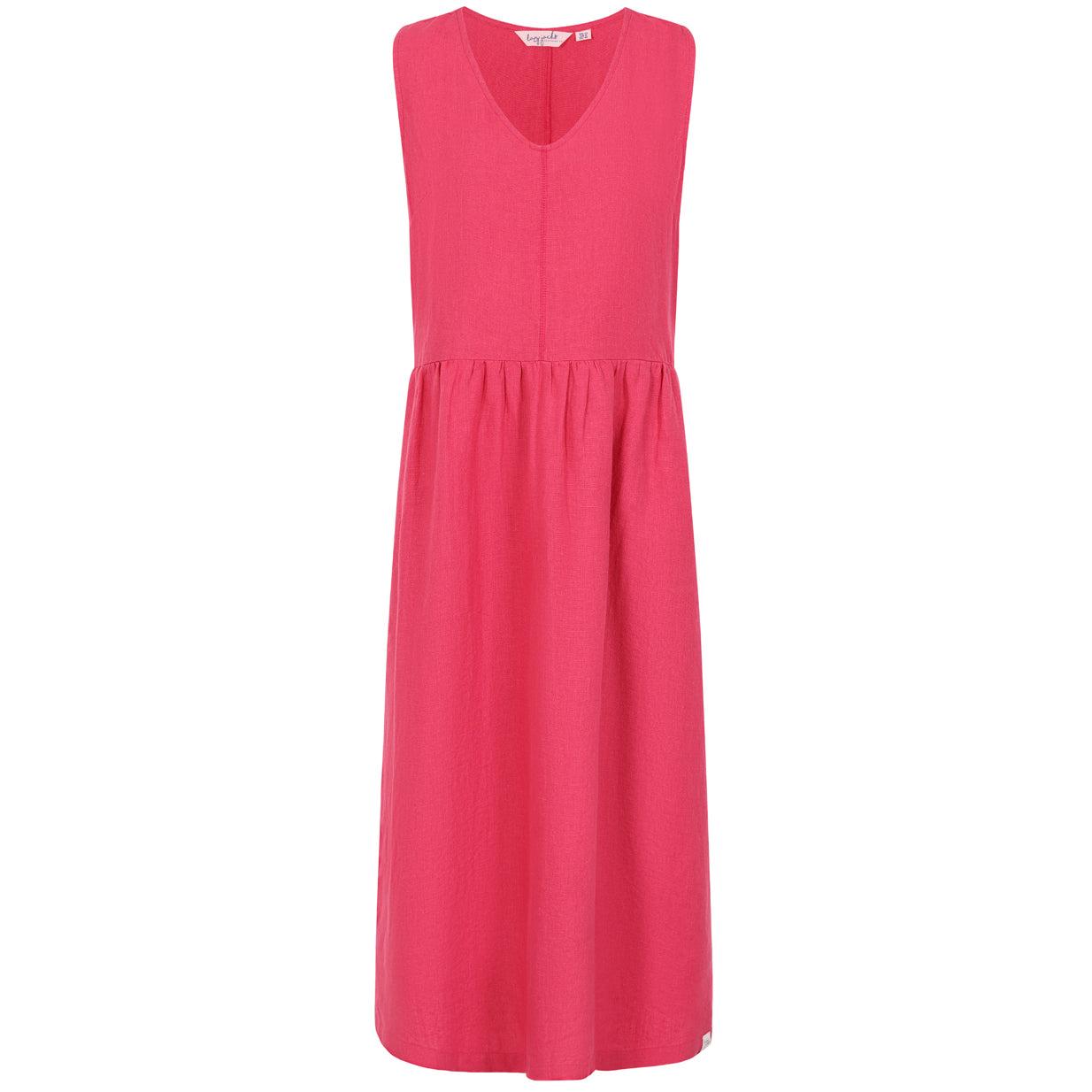Cherry - Front - Lazy Jacks Womens-Ladies Linen Maxi Dress