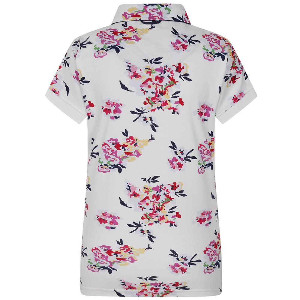 White - Back - Lazy Jacks Womens-Ladies Wildflower Polo Shirt