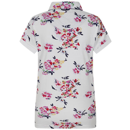 White - Back - Lazy Jacks Womens-Ladies Wildflower Polo Shirt