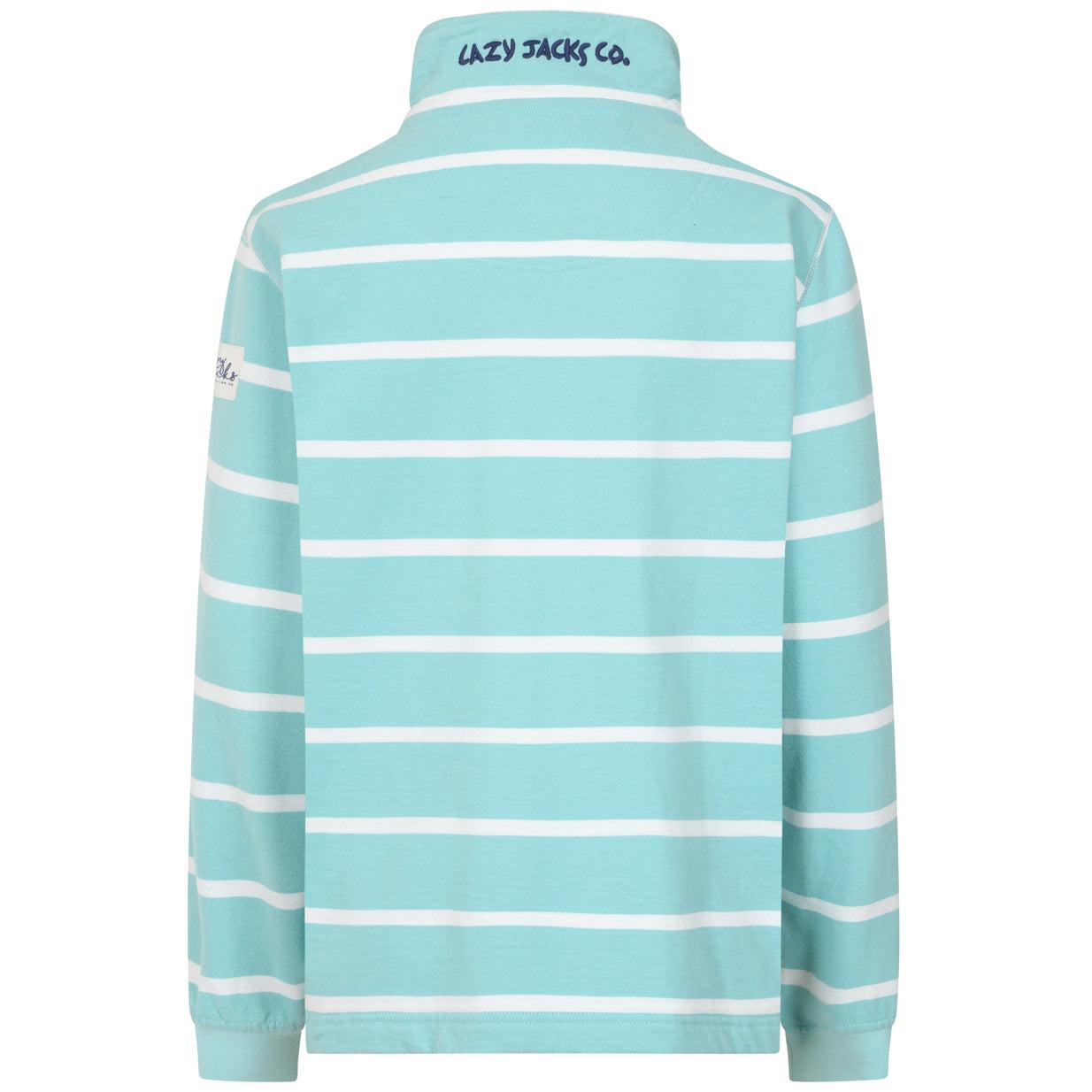 Peppermint - Back - Lazy Jacks Womens-Ladies Striped Quarter Zip Long-Sleeved Sweatshirt