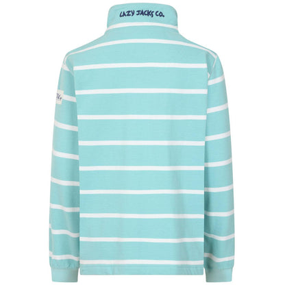 Peppermint - Back - Lazy Jacks Womens-Ladies Striped Quarter Zip Long-Sleeved Sweatshirt