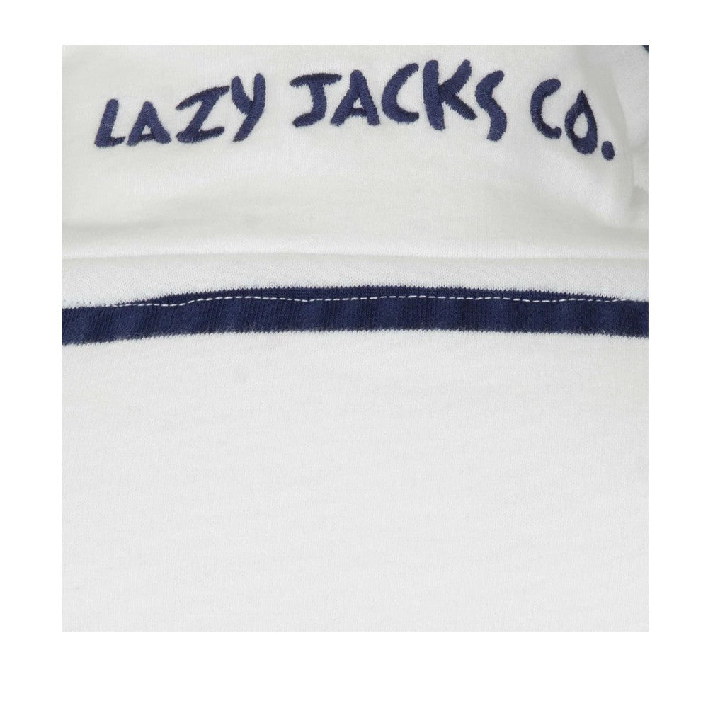 White - Lifestyle - Lazy Jacks Womens-Ladies Striped Quarter Zip Long-Sleeved Sweatshirt