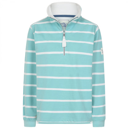 Peppermint - Front - Lazy Jacks Womens-Ladies Striped Quarter Zip Long-Sleeved Sweatshirt