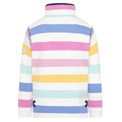 Pastel - Back - Lazy Jacks Girls Striped Quarter Zip Sweatshirt