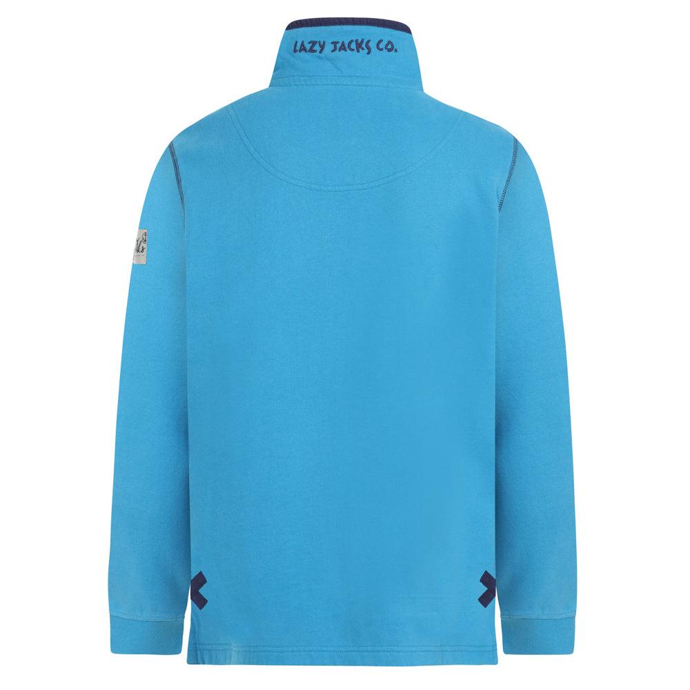 Turquoise - Back - Lazy Jacks Womens-Ladies Soft Touch Quarter Zip Sweatshirt