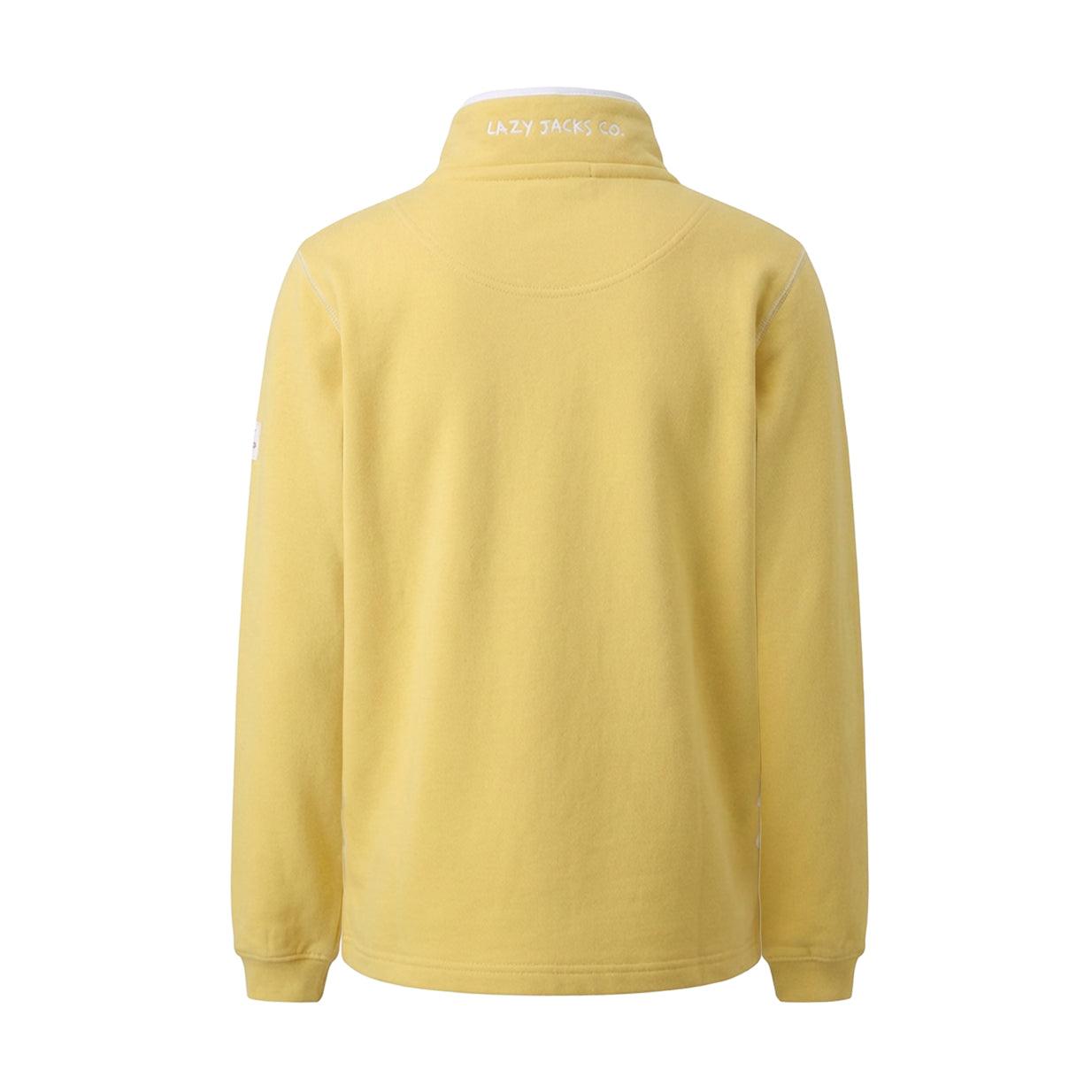 Lemon-White - Back - Lazy Jacks Womens-Ladies Soft Touch Quarter Zip Sweatshirt