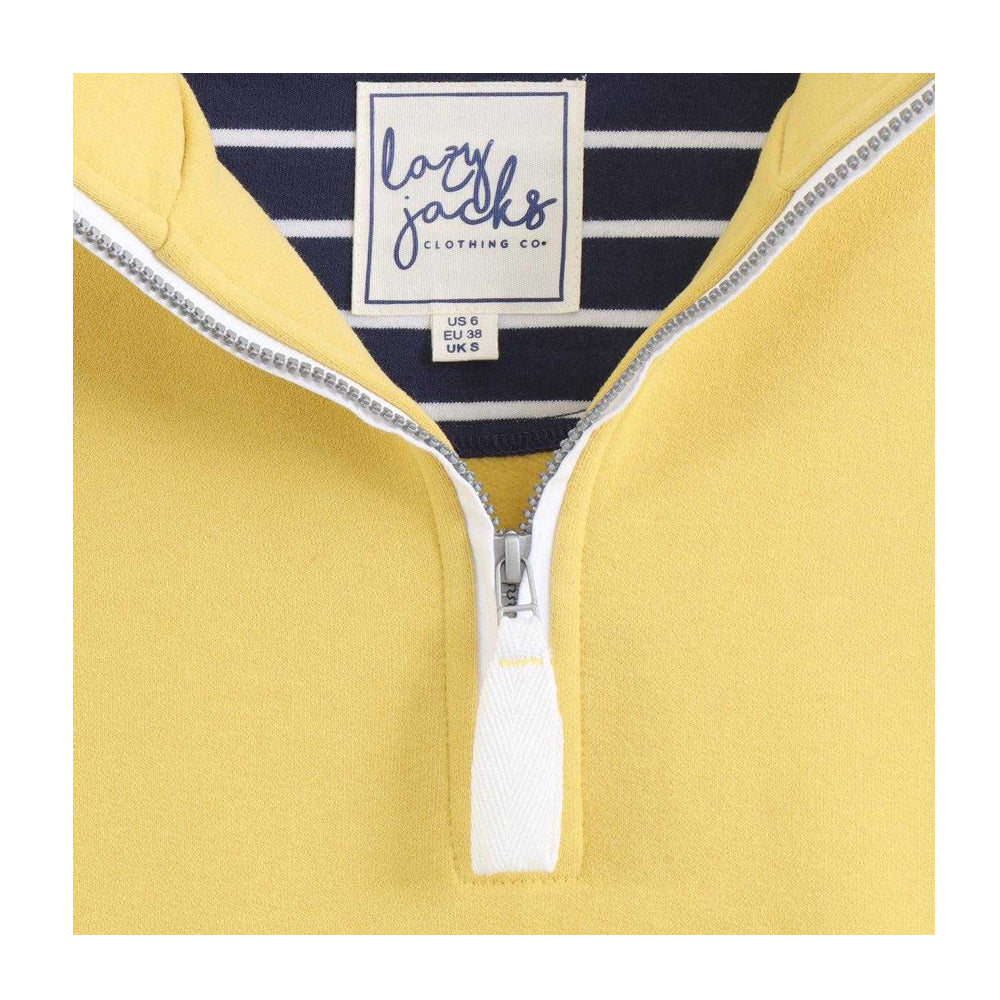 Lemon-White - Side - Lazy Jacks Womens-Ladies Soft Touch Quarter Zip Sweatshirt