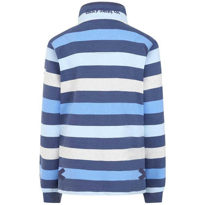 Winter Blue - Back - Lazy Jacks Womens-Ladies Striped Button Neck Sweatshirt