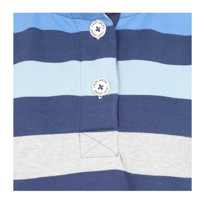 Winter Blue - Side - Lazy Jacks Womens-Ladies Striped Button Neck Sweatshirt