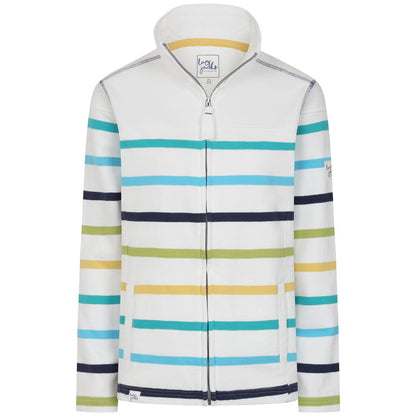 White-Green - Front - Lazy Jacks Womens-Ladies Striped Full Zip Sweatshirt
