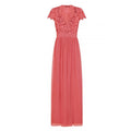 Coral - Back - Little Mistress Womens-Ladies Embellished Cap Sleeve Maxi Dress