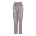 Grey - Back - Girls On Film Womens-Ladies Avenue Check Paperbag Trousers