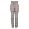 Grey - Side - Girls On Film Womens-Ladies Avenue Check Paperbag Trousers