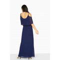 Navy - Back - Girls On Film Womens-Ladies Motion Cold Shoulder Maxi Dress