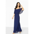 Navy - Front - Girls On Film Womens-Ladies Motion Cold Shoulder Maxi Dress