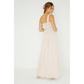 Nude - Back - Little Mistress Womens-Ladies Pearl One Shoulder Satin Top Maxi Dress