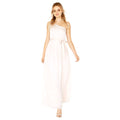 Nude - Front - Little Mistress Womens-Ladies Pearl One Shoulder Satin Top Maxi Dress