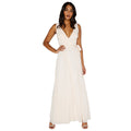 Nude - Side - Little Mistress Womens-Ladies Plunge Tie Maxi Dress