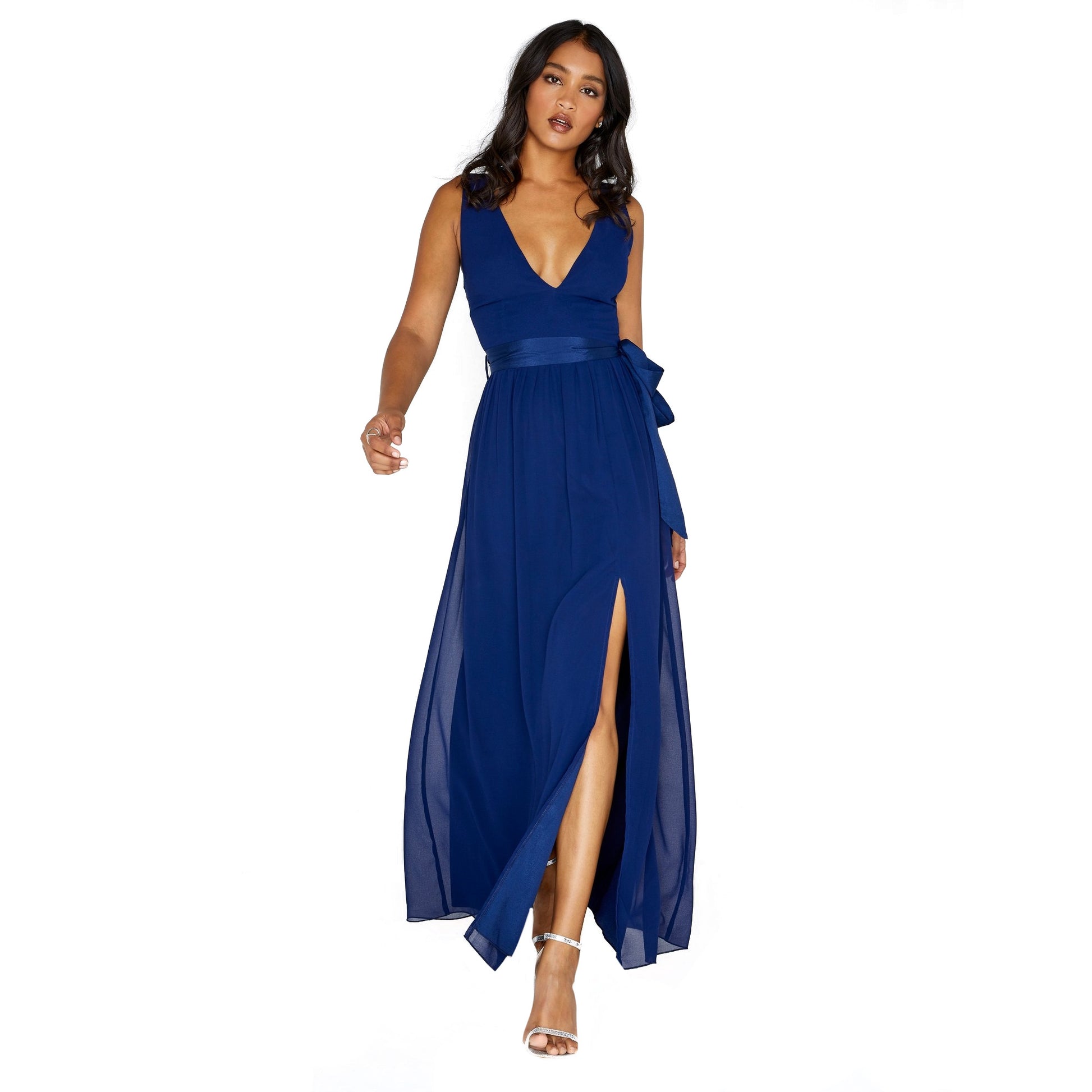 Little Mistress Womens/Ladies Plunge Tie Maxi Dress  Universal Textiles