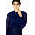 Navy - Lifestyle - Paper Dolls Womens-Ladies Vale Pussybow Lace Skirt Dress