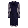 Navy - Pack Shot - Paper Dolls Womens-Ladies Vale Pussybow Lace Skirt Dress