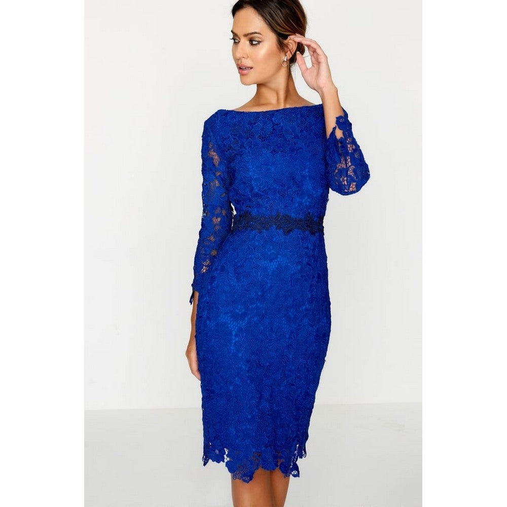 Paper Dolls Womens/Ladies Blue Crochet Lace Bodycon Dress – Universal  Textiles